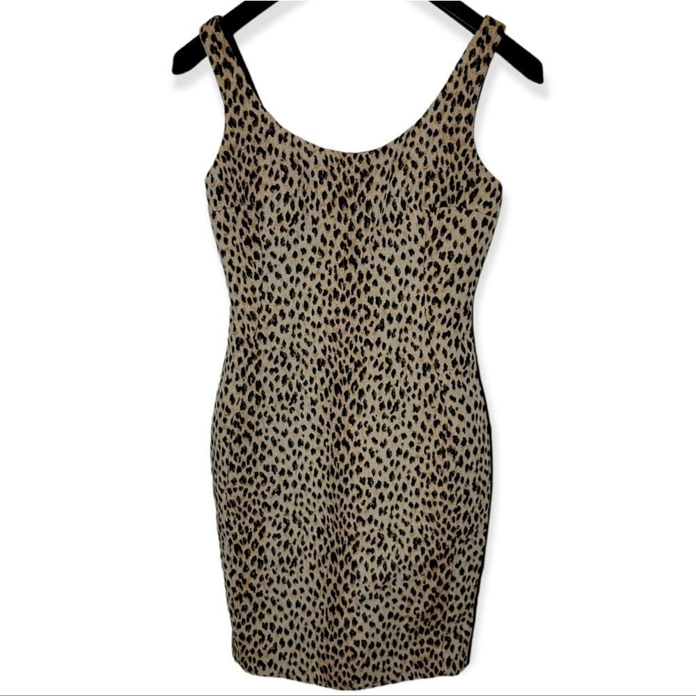 DVF Diane von Furstenberg Arianna Leopard Sheath Dress Black/Caramel Sz 4 - Picture 5 of 10